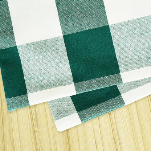 NATUS WEAVER 2 12" 120" Cotton Dark Green & White Side Buffalo Check Farmhouse Table Runner for Family Dinners