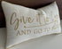 Embroidered Give It to God Quote Decorative Lumbar Throw Pillow Cover, 12x20 Inches, Ivory-Beige