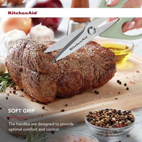 KitchenAid All Purpose Kitchen Shears - 8.72-Inch Dishwasher Safe Stainless Steel Scissors with Comfort Grip, Pistachio