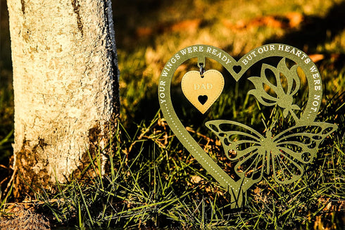 Memorial Gift Heart-shape Butterfly Ornament Plaque, Sympathy Gift for Loss of Father, Bereavement Remembrance Gift