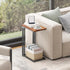 Yusong C Shaped End Table - Slide Under Sofa Couch Bed, Small Table for Small Spaces, Skinny Overbed, Coffee Drink
