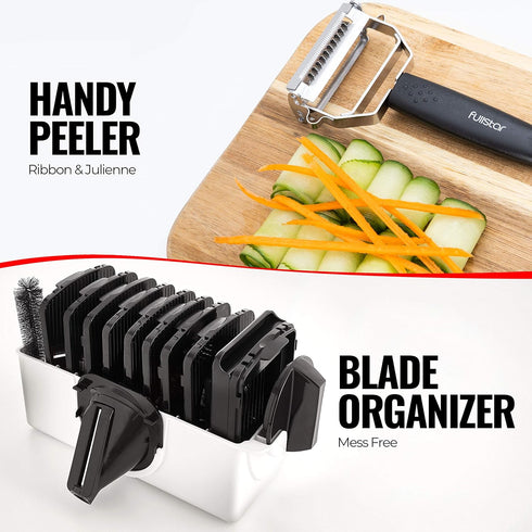 Fullstar Mandoline Slicer, 11 in 1 Kitchen Gadgets, Cucumber Slicer, Cheese Grater, Veggie Slicer, Safety Glove