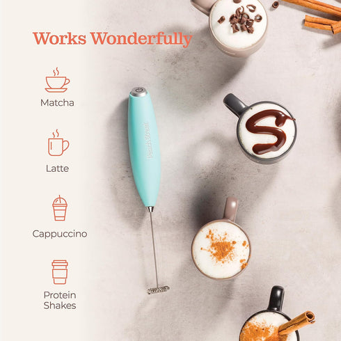 Powerful Handheld Milk Frother, Mini Battery Operated Milk Foamer with Frother Stand for Coffee, Lattes, Cappuccino,