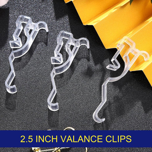 Jetec 2.5 Inch Arc-Shaped Clear Plastic Valance Clips, Hidden Window Blind Holder (30 Pieces)