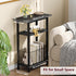 25.2" HET004BK1 Heybly Small Narrow Side Table for Small Space, Thin Bedside Table with Storage Basket, Skinny End