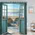 Riyidecor Blue Beach Barn Door Shower Curtain, Ocean Coastal Rustic Scenery, 72Wx72H Inch, Polyester Waterproof with 12