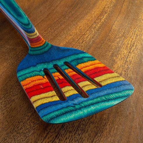 12-1/2" Wooden Slotted Spatula from Baltique Montego Bay Collection, Safe for Nonstick Cookware