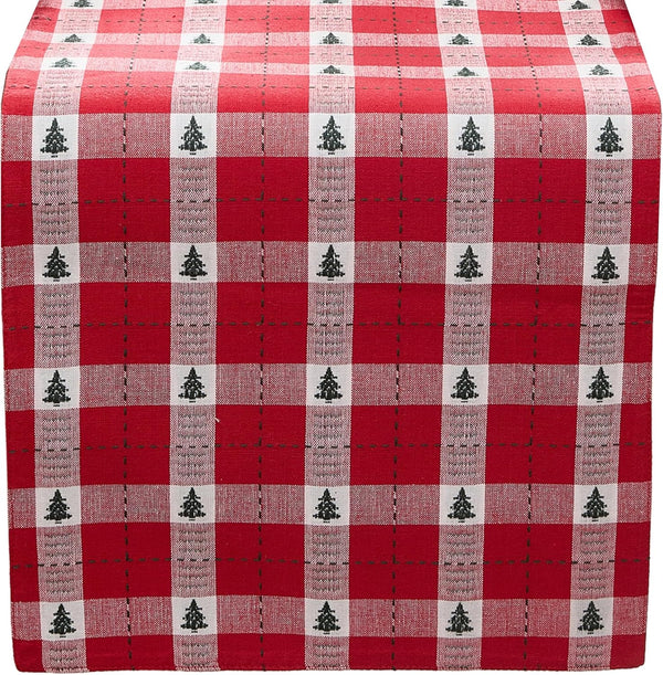 Elrene Home Fashions Sherwood Tree Dobby Christmas/Holiday Cotton Dining Table or Console