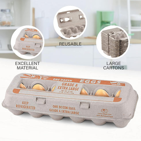 1 Dozen (Pack 25) MT Products Printed Natural Pulp Egg Cartons - Disposable Egg Storage Container of - Made in the USA