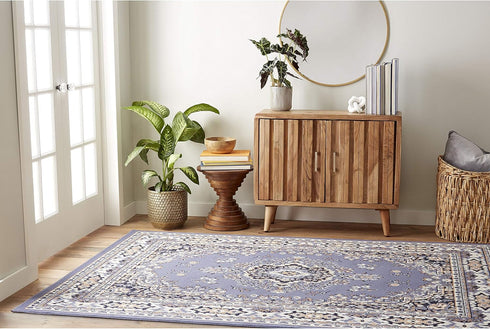 Home Dynamix Premium Sakarya Traditional Medallion Border Area Rug, Country Blue, 3'7"x5'2" Rectangle by Home Dynamix
