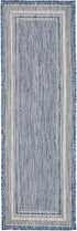 Unique Loom Outdoor Border Collection Area Rug - Soft Border (2' x 6' 1" Runner, Blue/ Ivory) by Unique Loom