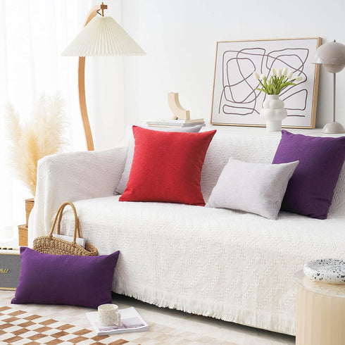 Home Brilliant 12x20 Lumbar Pillow Covers, Dark Red Cushion Covers for Kids Room, 2 Pack, Burgundy Linen