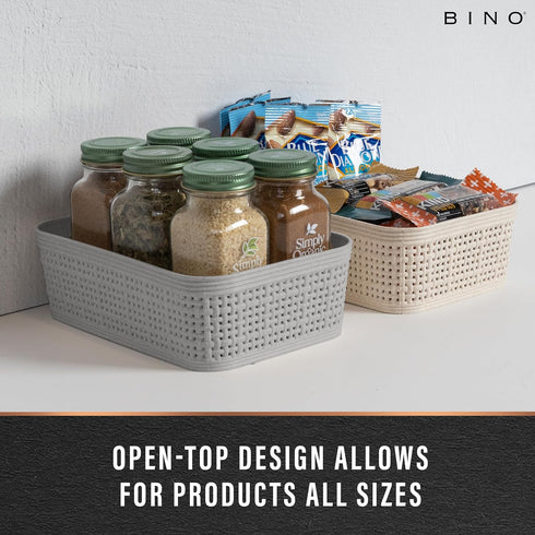 BINO Woven Plastic Basket XS (Natural Grey), 5-Pack, THE JUTE COLLECTION, Stylish Home Organization Storage