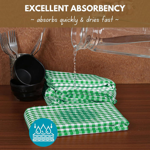 Set 12 16"x26" Native Fab of Gingham Mini Check Kitchen Towels - Cotton Dish Towels - Soft Absorbent Hand Towels