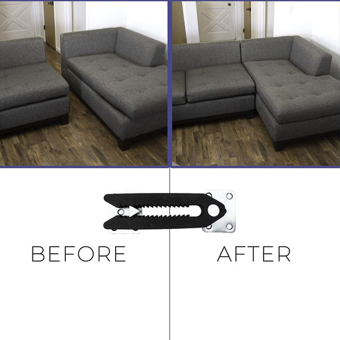 Steel Non-Slip Sectional Connectors for Sliding Sofas - Adjustable Clips to Keep Couch Together (4 Pack)