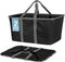 CleverMade Collapsible Laundry Tote, Midnight Black/Shadow Gray 2PK, 50L Collapsible Laundry Baskets with Long Carry