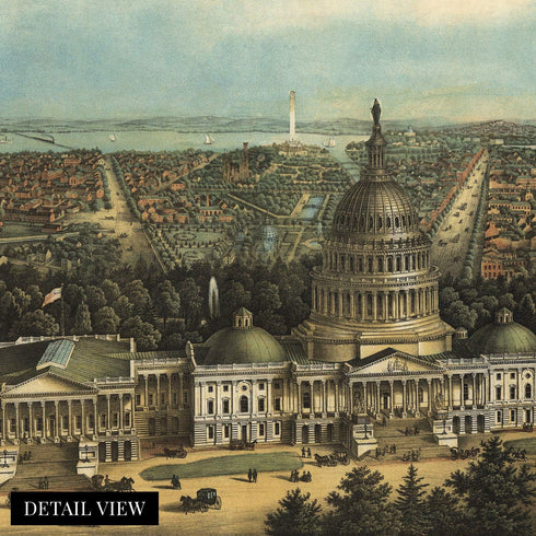 HISTORIX Vintage Washington DC Map Art - 18x24 Inch Print of Historic United States Capitol Building - Old Map Poster