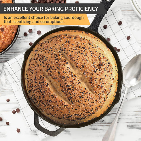 Utopia Kitchen 12 Inch Saute Fry Pan - Pre-Seasoned Cast Iron Skillet - Safe Grill Cookware for Indoor & Outdoor Use