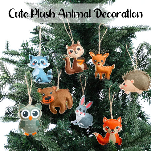 Tegeme 8 Pieces Woodland Animals Ornaments, My Forest Friends Felt Animals Craft Set for Home Christmas Tree Decor