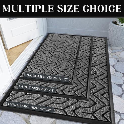Yimobra Door Mat, All-Season Outdoor Indoor Sturdy Doormat for Home Entrance Floor, Heavy Duty Non Slip Front Door Mats Outdoor, Easy to Clean, Garage and Garden, 29.5 x 17 Inch, Mix Grey by Yimobra