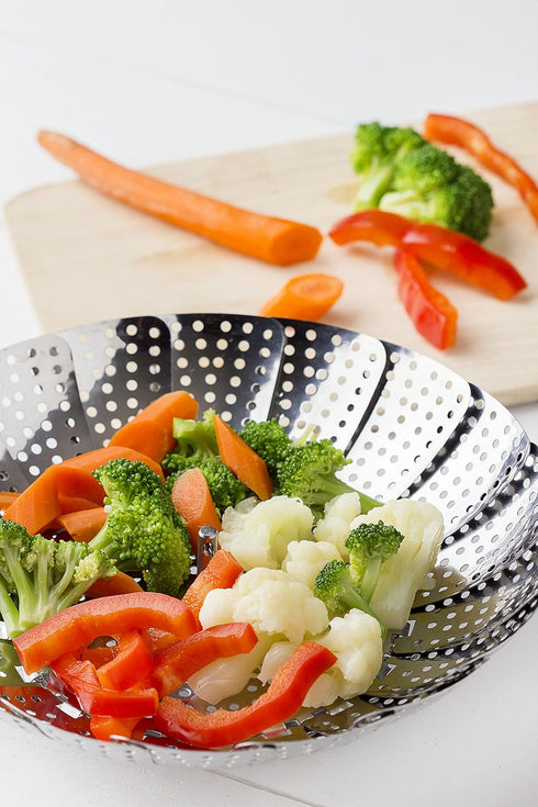 Vegetable Steamer, 5.3" to 9.3", 100% Stainless Steel