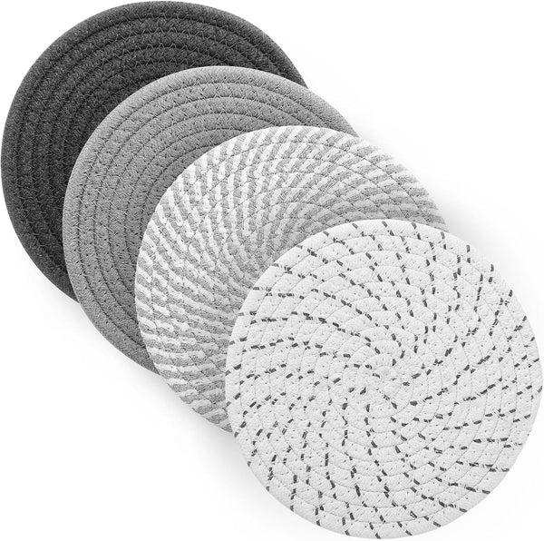 7" Trivets for Hot Dishes, 4 Pcs Heat Resistant Pot Holders for Kitchen, Protects Furniture and Tables
