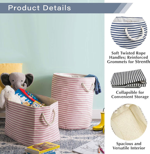 DII Medium Rectangle Woven Paper Storage Bin, Pinstripe, Aqua