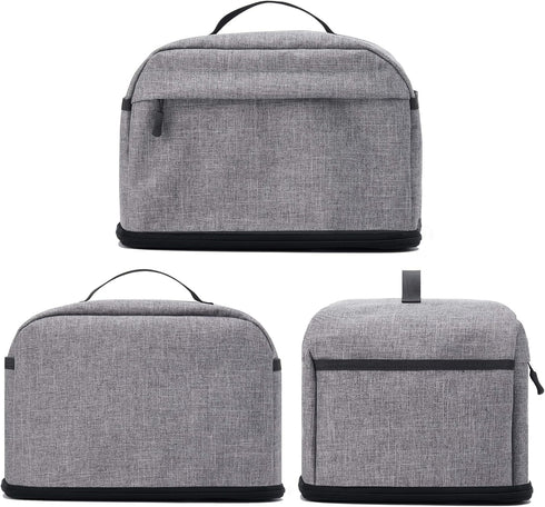 VOSDANS 4 Slice Toaster Cover, Gray, 2-in-1 Toaster Bag with Pockets, Machine Washable, Patent Design