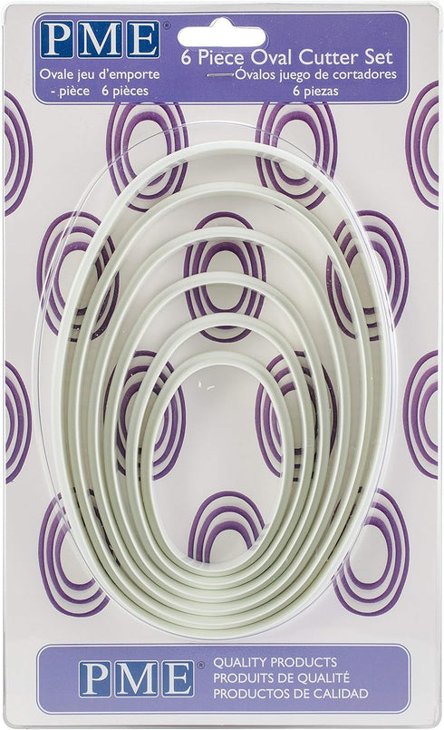 PME Oval Cutters for Cake Decorating, Set of 6, White