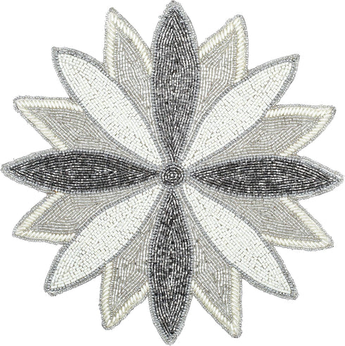 Silver 13" Beaded Charger, Elegant Dining Table Mat for Holidays and Special Occasions