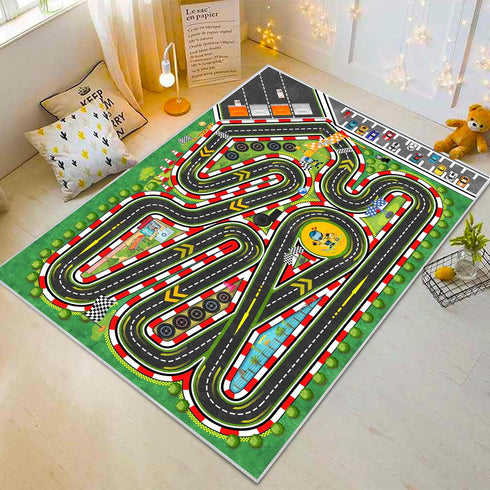 47''x71'' Kids Racing Rug Car Road Kid Rug Carpet Playmat for Playoom Traffic Road Kid Play Mat for BedroomKids