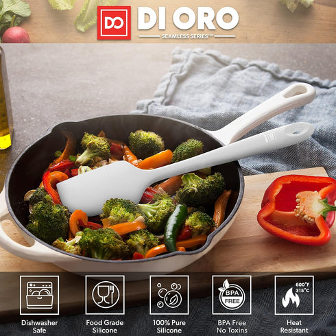 DI ORO Silicone Spatula - 600°F Heat-Resistant Rubber Kitchen Utensil for Baking, Scraping, Mixing - BPA Free,
