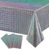 Irenare 3 Pack Iridescence Plastic Tablecloths, Holographic Foil Laser Table Covers for Girl Party Wedding Decorations