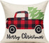 VAKADO Farmhouse Christmas Throw Pillow Covers - 20x20 Set of Buffalo Check Red Deer Plaids for Winter Decor