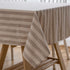 Aquazolax 54 by 54 inch Linen Halloween Table Cloth, Square Striped Taupe Lines Design for Small Parties
