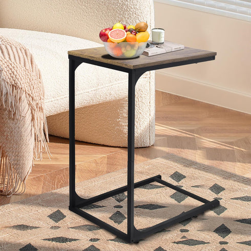 LOFTEY C Shaped End Table, Couch Side Tables That Slide Under, C Side Table for Couch & Sofa, Perfect for Small Space