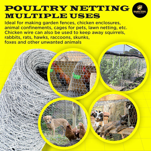 12 150 1 20GA (12 150 1) Chicken Wire in x FT x Mesh x | Poultry Wire Netting | Hot Dipped Galvanized | Chicken Coop