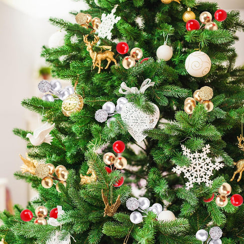 Meiwlong 10pcs Glitter Fake Artificial Gold Berries Picks Christmas Tree Decorations Foam Flower Core Wedding Garland