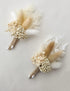 Dried Flowers Boutonnieres Set of 2 for Men, Rustic Boho Fall Wedding Grooms Buttonhole with Pampas Grass Decoration