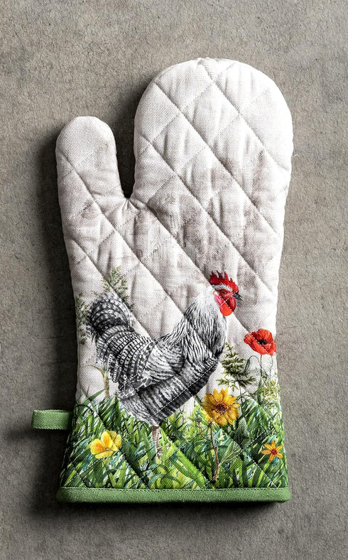 Maison d' Hermine Oven Mitt, 100% Cotton Heat Resistant BBQ Cooking Gloves with Loop for Grilling and Handling