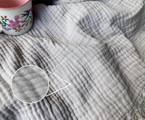 KyraHome 100% Organic 90"x104" King Cotton Blanket, Plant Dyed, Lightweight Gauze Muslin for Summer, Light Grey