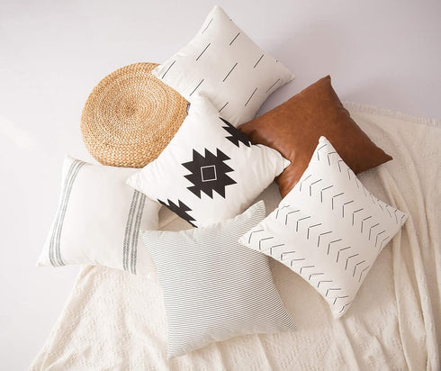 Faux Leather Throw Pillow Covers, Set of 2, 16x16 inch, Thick Cognac Brown Decorative Cushion Cases