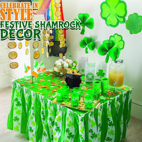 St. Patrick's Day Shamrock Tissue Hanging Decor, Set of 3 Seasonal Party Decor
