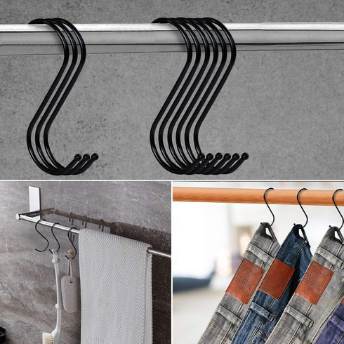 30 Pack Black S Hooks for Hanging, 3.5 Inch Heavy Duty Durable Metal Hooks for Hanging Jeans, Kitchen Utensils, Plants,