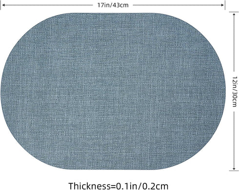 Set 2, Oval Placemats for Dining Table of Washable Leather Table Mats, Waterproof Heat-Resistant Non-Slip Kitchen