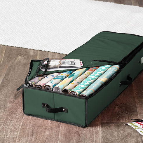 40" 600D 24 ZOBER Gift Wrapping Paper Organizer Storage - Gift Wrap Storage Containers with Interior Pockets for Bows