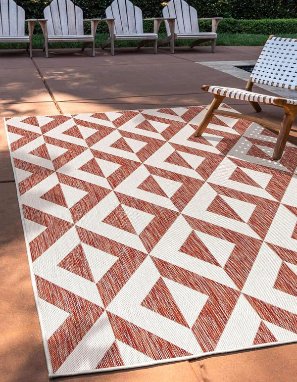 Unique Loom Outdoor Collection Area Rug - Napa, 2' 2' x 3' 1' Rectangle, Rust Red/Ivory