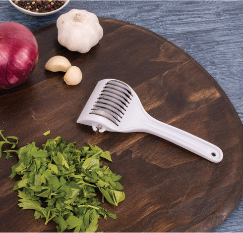HIC Gourmet Rolling Fresh Herb Mincer, 9-Stainless Steel Blades, White