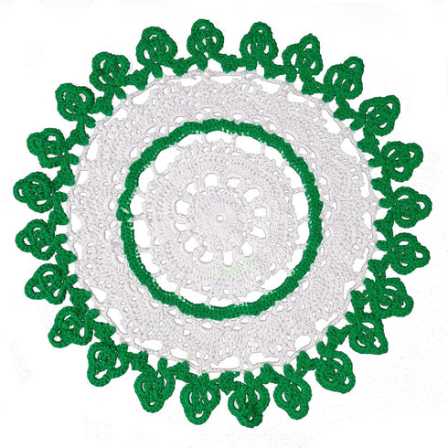 12 Inch One Piece St. Patricks Day Irish Blessings Lucky Green Shamrock Doily Crochet for Dressers and End Tables