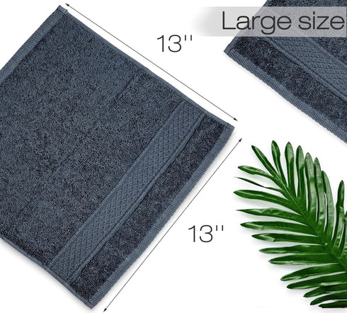 Cleanbear Extra Soft Wash Cloths Set, 6-Pack 13 x 13 Inches, Highly Absorbent Facecloths in Dark Gray